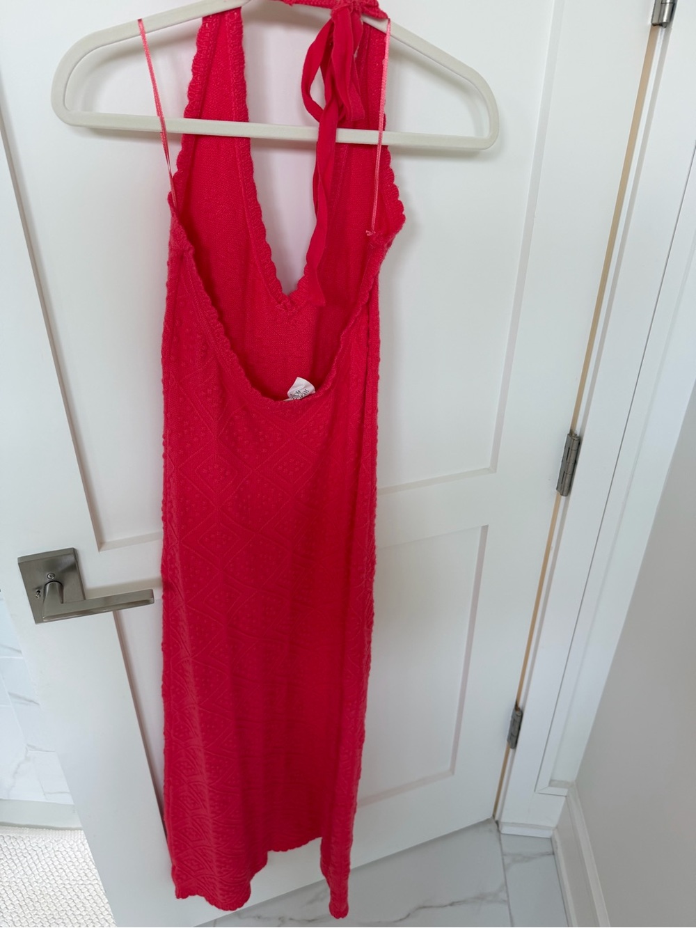 Redish pink Crochet Halter Maxi Dress - Women - Picture 3 of 4